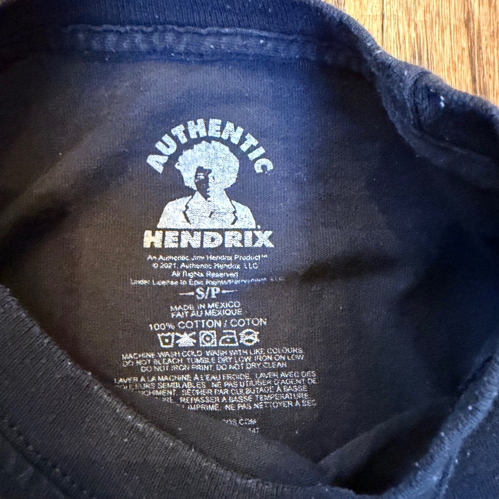 Authentic Jimi Hendrix Graphic T-Shirt Neon Psychedelic Portrait Small Black