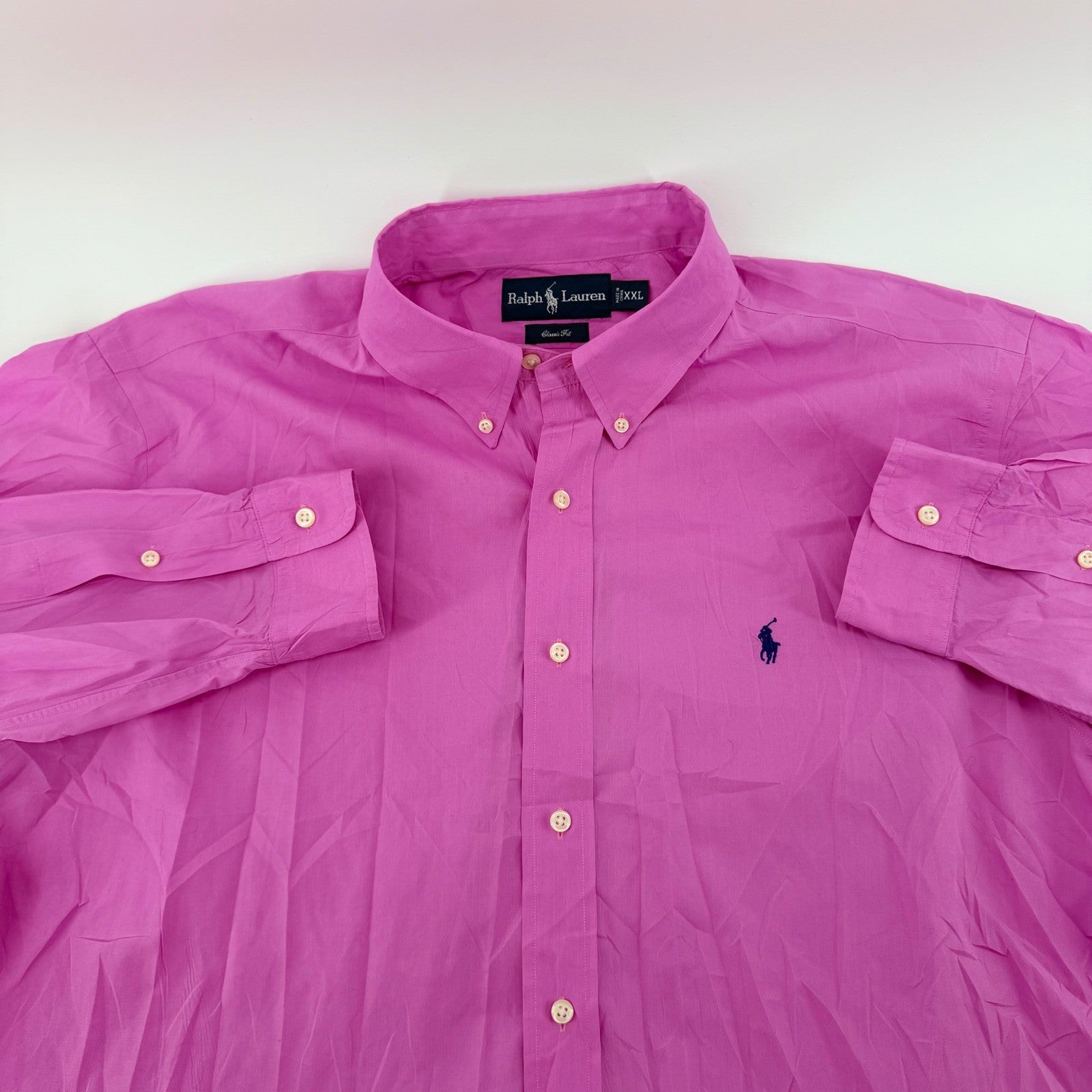 Ralph Lauren Classic Fit Button Down Shirt XXL Magenta Pink Long Sleeve Mens