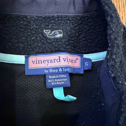 Vineyard Vines Sherpa Fleece Full Zip Vest S Black Layering Preppy Women