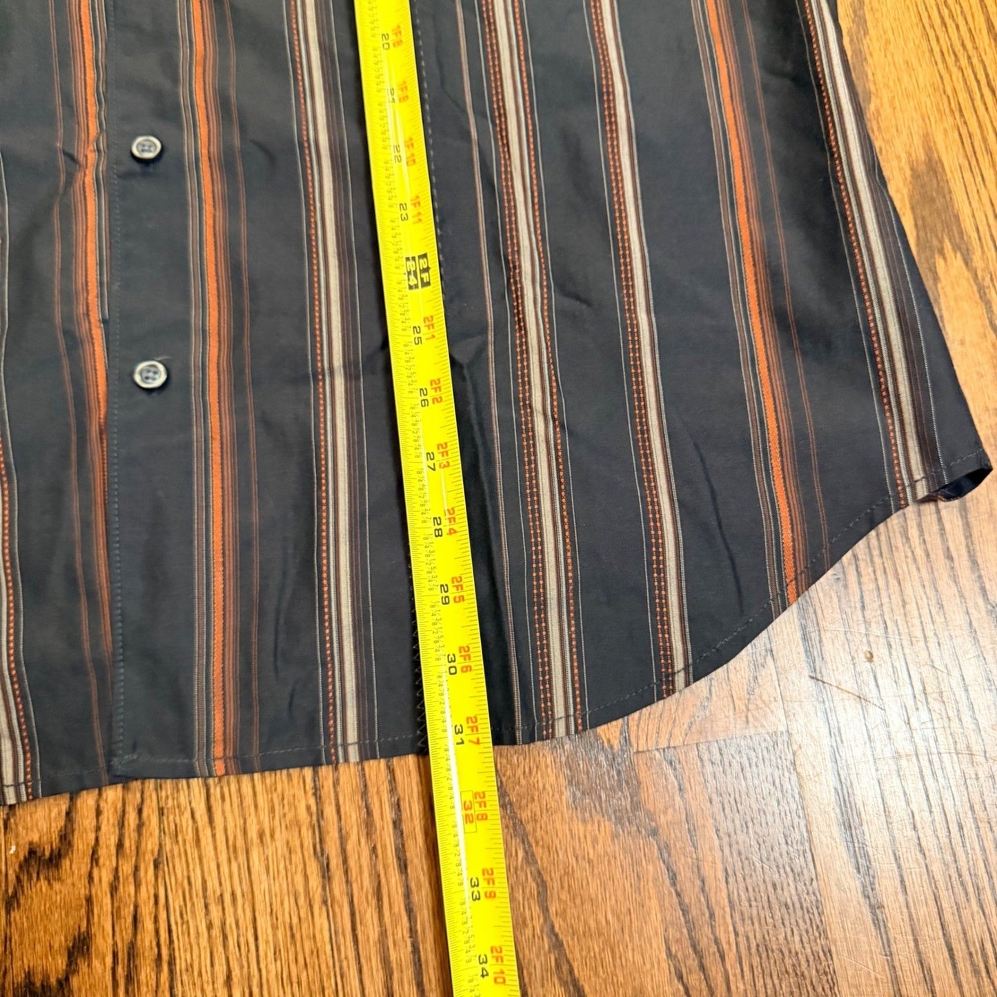 Tommy Bahama Silk Cotton Striped Button Down Shirt Large Brown Orange 83-T32195