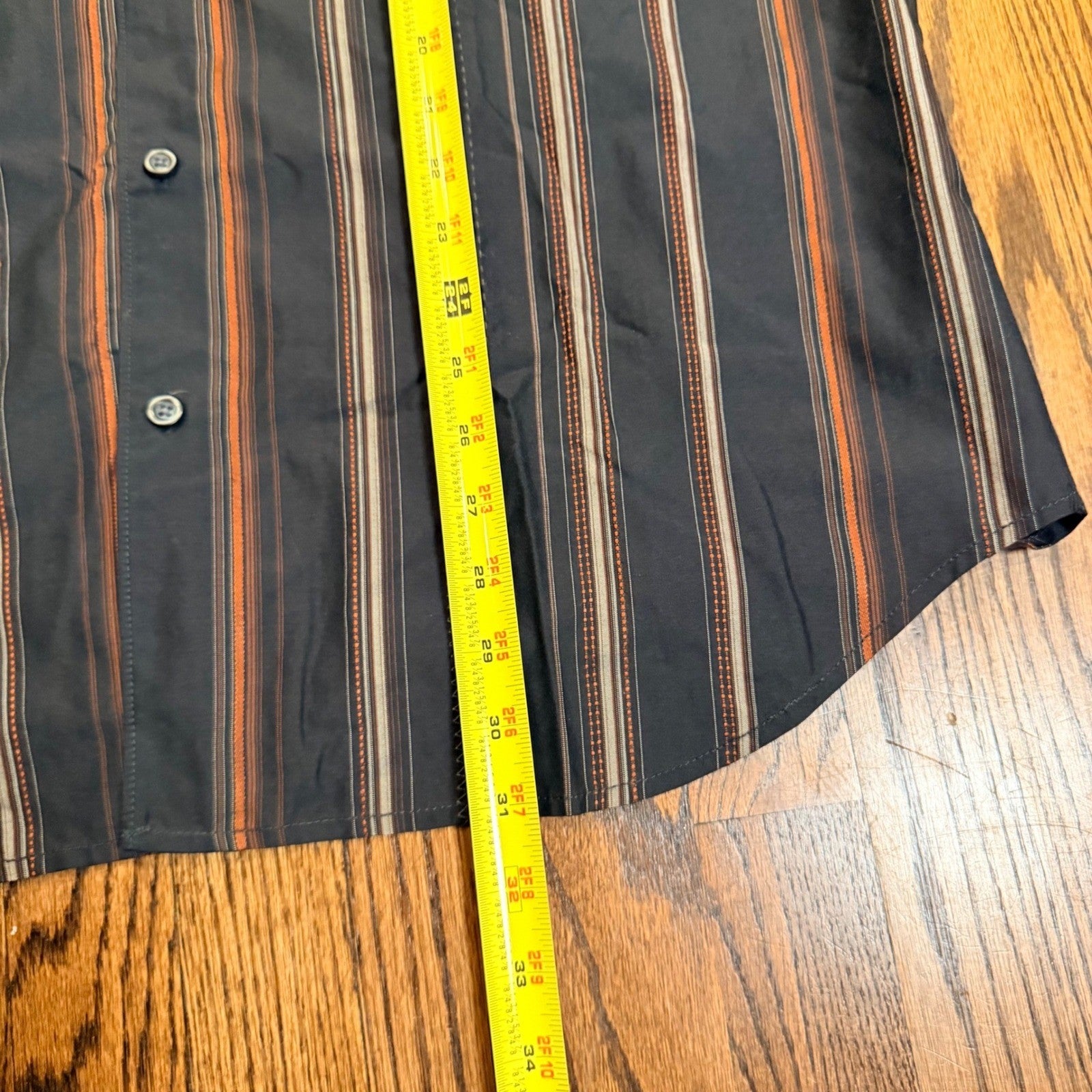 Tommy Bahama Silk Cotton Striped Button Down Shirt Large Brown Orange 83-T32195