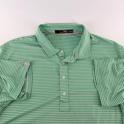 RLX Ralph Lauren Performance Polo Shirt Striped Golf Athletic XL Green White