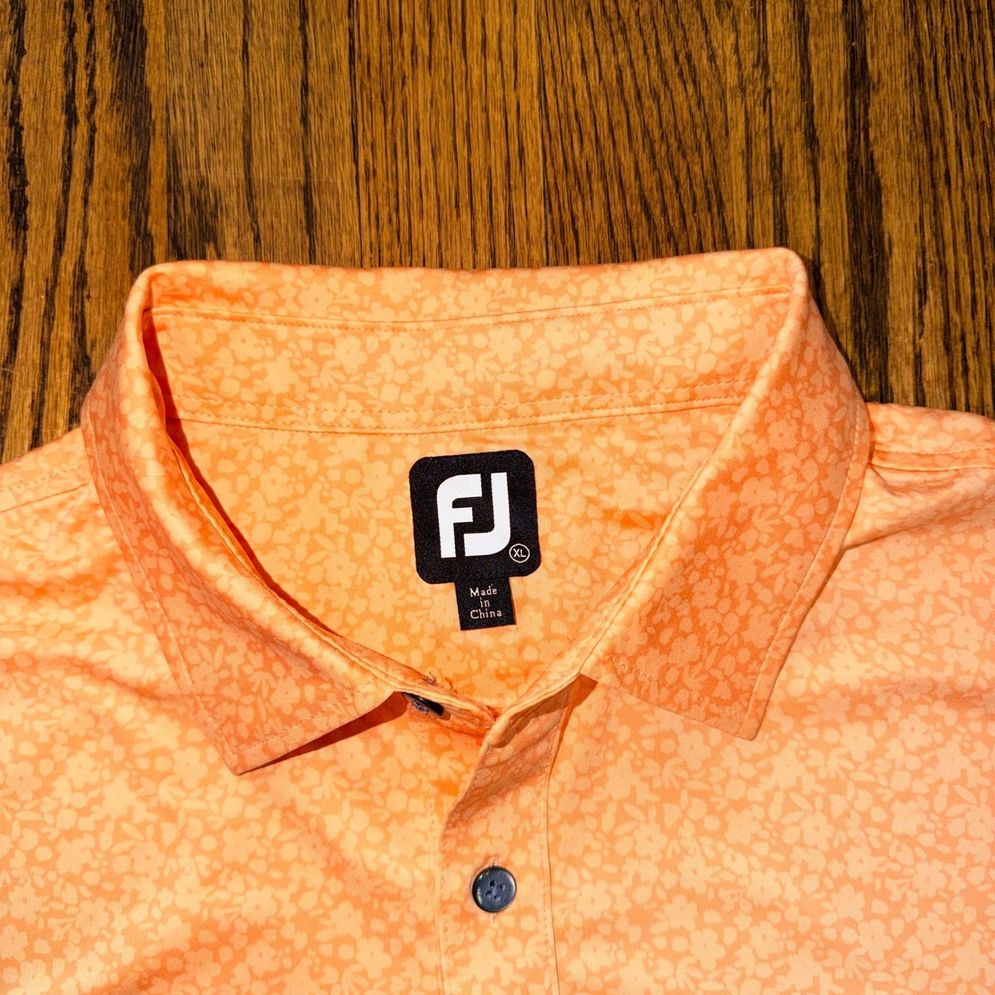 FootJoy Saratoga National Floral Performance Polo XL Orange Lightweight