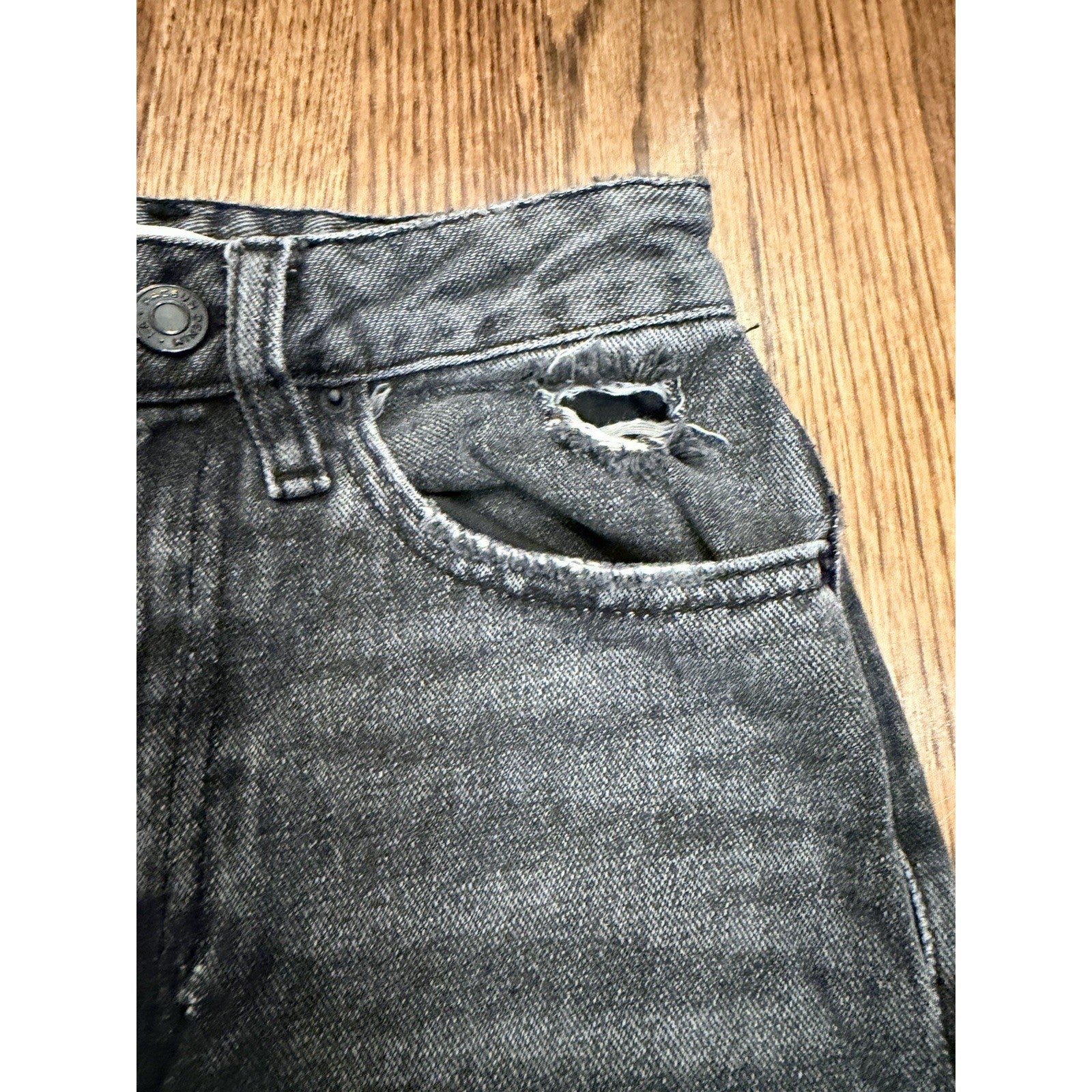 PacSun 90's Boyfriend Distressed High Rise Jeans 23 Washed Black Grey