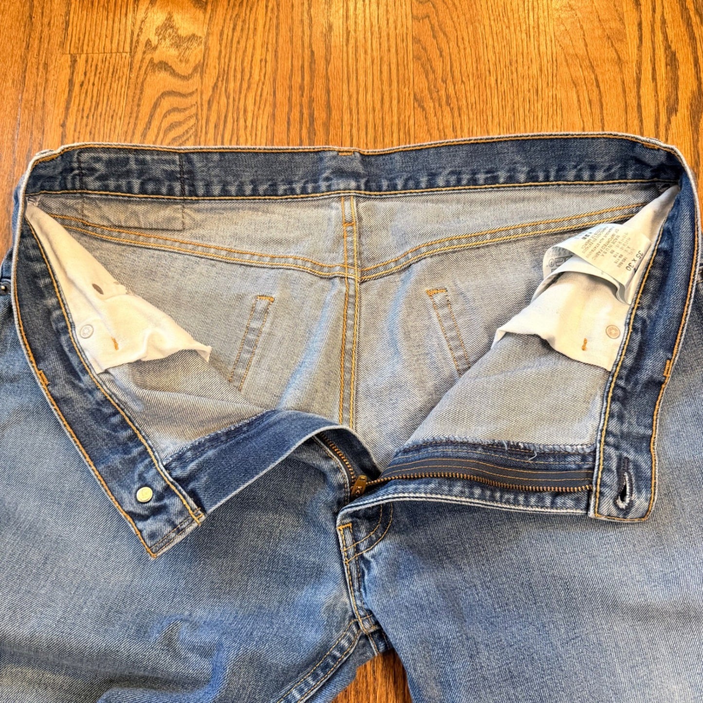 Levi's 505 Brooks Brothers Regular Fit Straight Leg Jeans 35x30 Blue Vintage