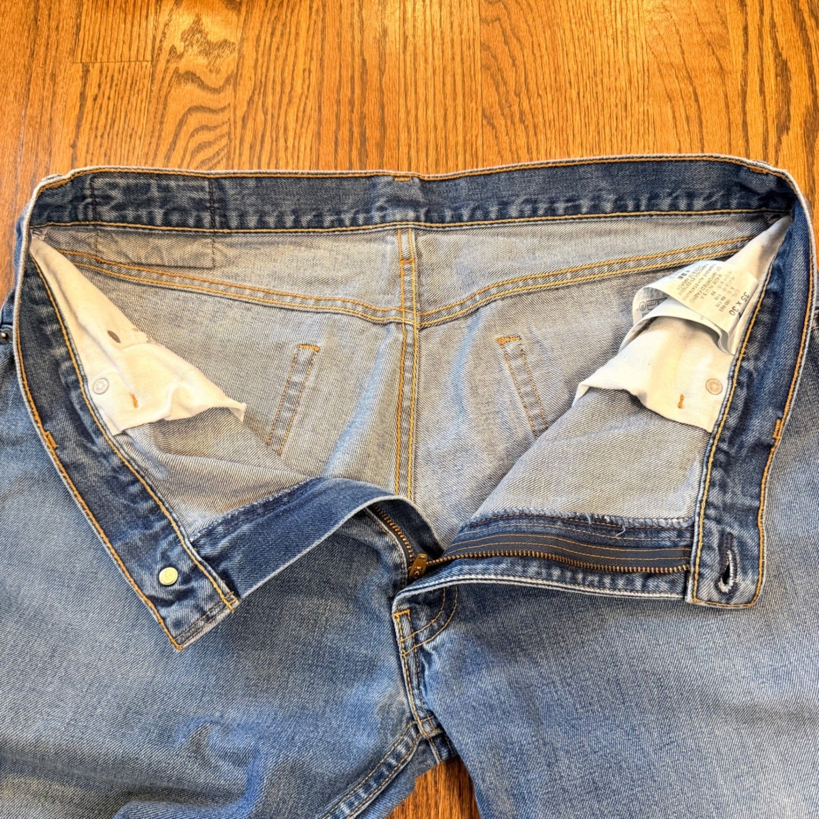 Levi's 505 Brooks Brothers Regular Fit Straight Leg Jeans 35x30 Blue Vintage