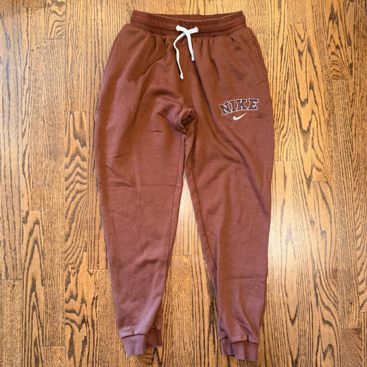 Nike Retro Logo Fleece Joggers Sweatpants Youth XL Brown Rust Collegiate