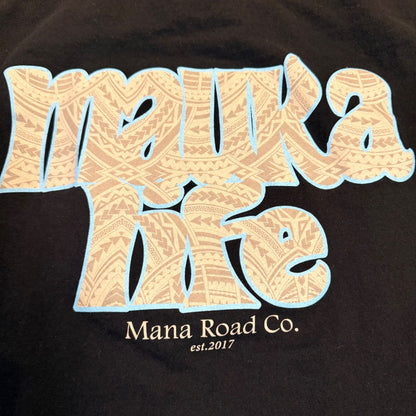 Mana Road Co Mauka Life Graphic T-Shirt Black Small Hawaii Surf Tee