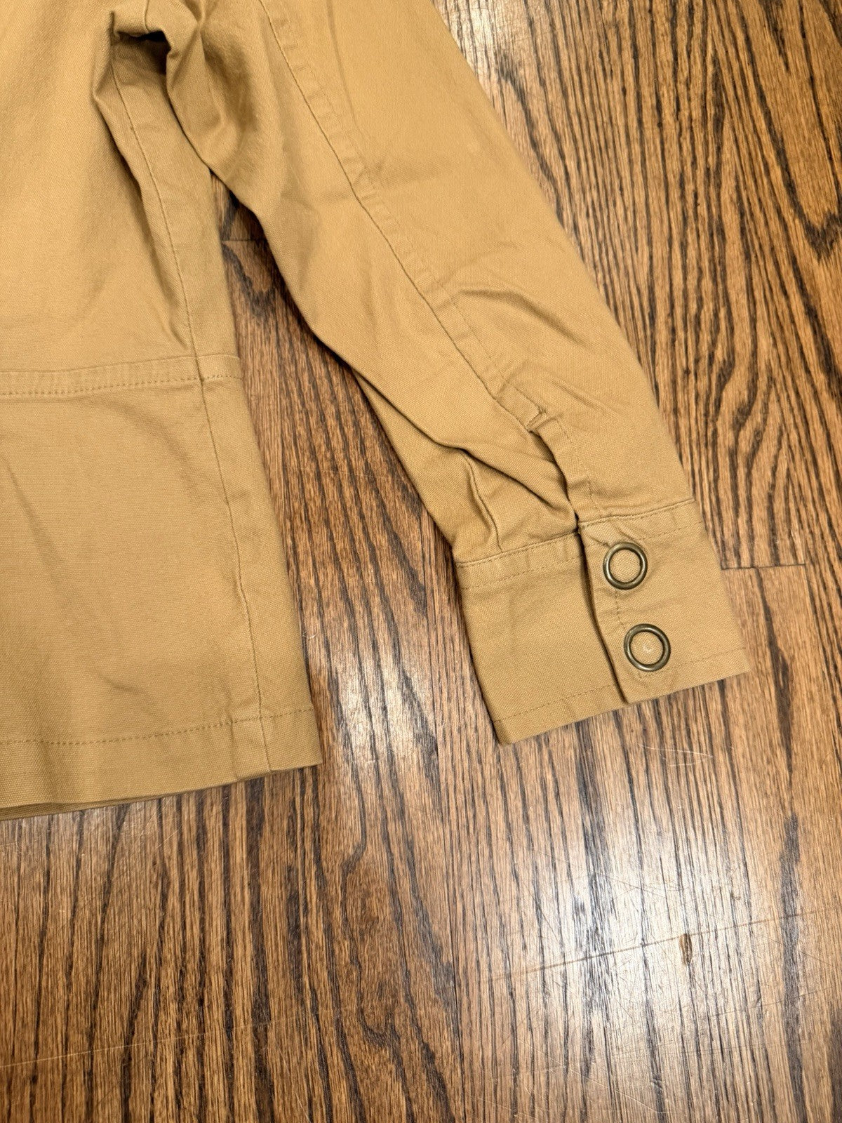 ana Jacket Women Medium Brown Snap Front Pockets Cotton Spandex Coat