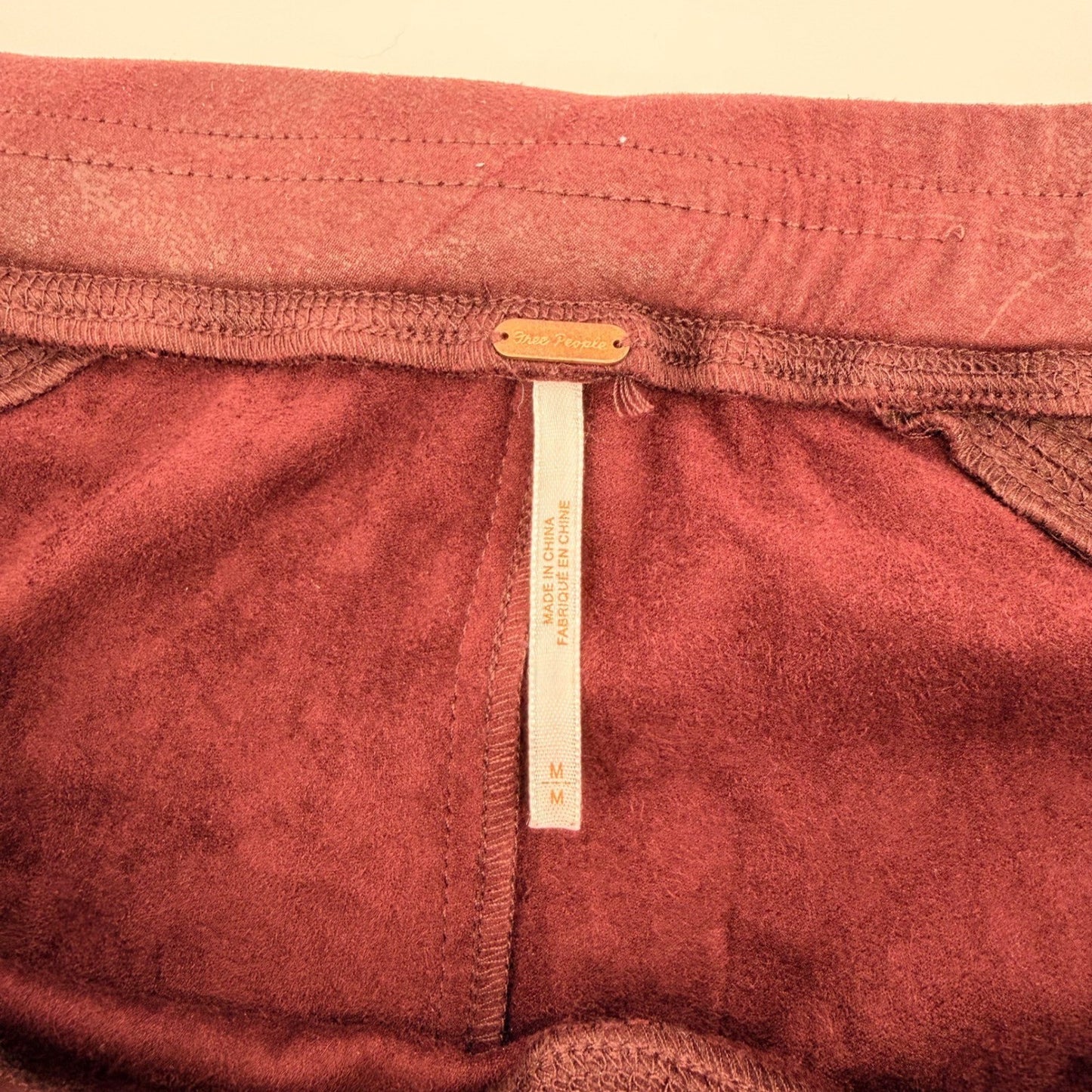Free People Vegan Suede Moto Leggings Burgundy Wine High Rise Size M