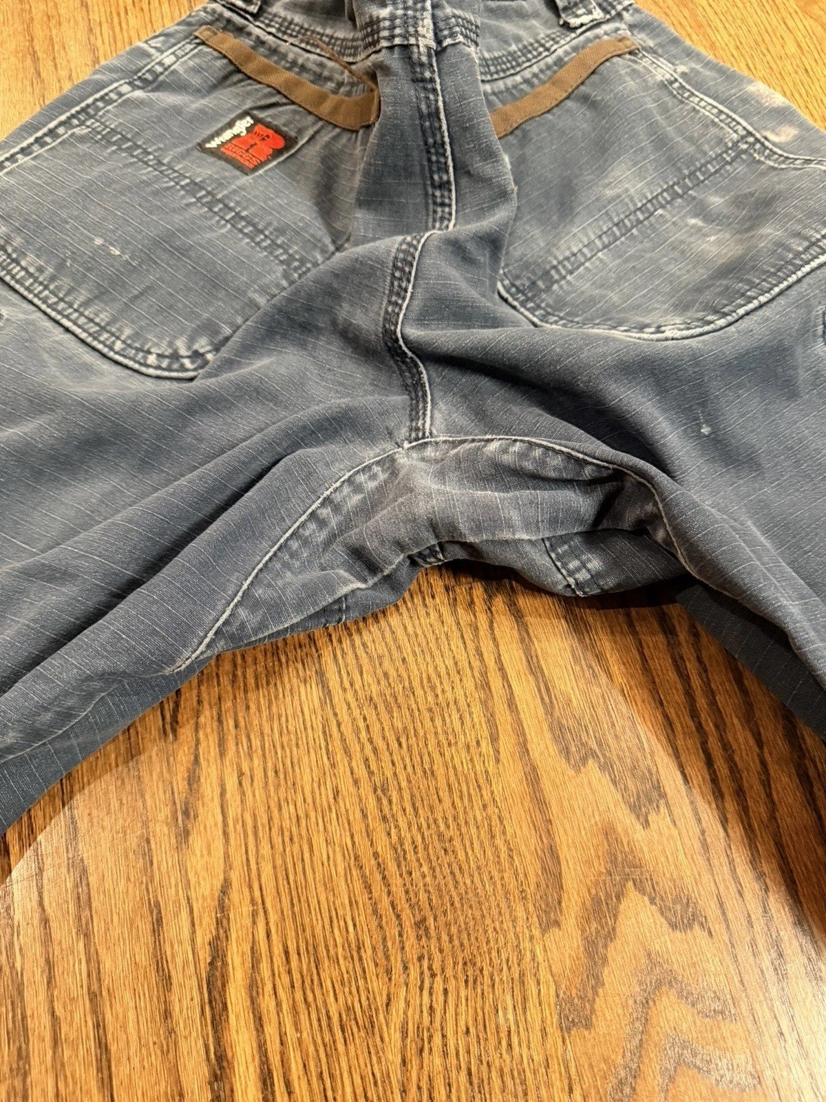 Wrangler Riggs Workwear Ripstop Pants 31x30 Blue Distressed Carpenter