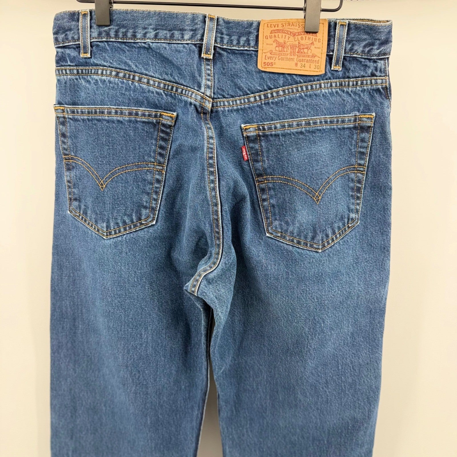 Levi's 505 Regular Fit Straight Leg Vintage 2000 Denim Jeans 34x30 Blue