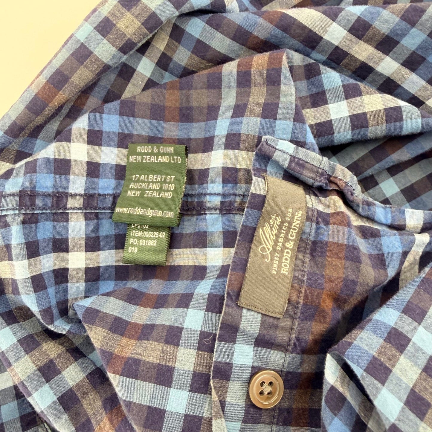 Rodd & Gunn Sports Fit Plaid Button Down Shirt Albini Italian Cotton 2XL Blue