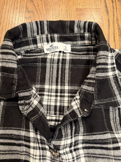 Women’s Hollister Boyfriend Fit White & Black Plaid Button Up Shirt! Sz - S!