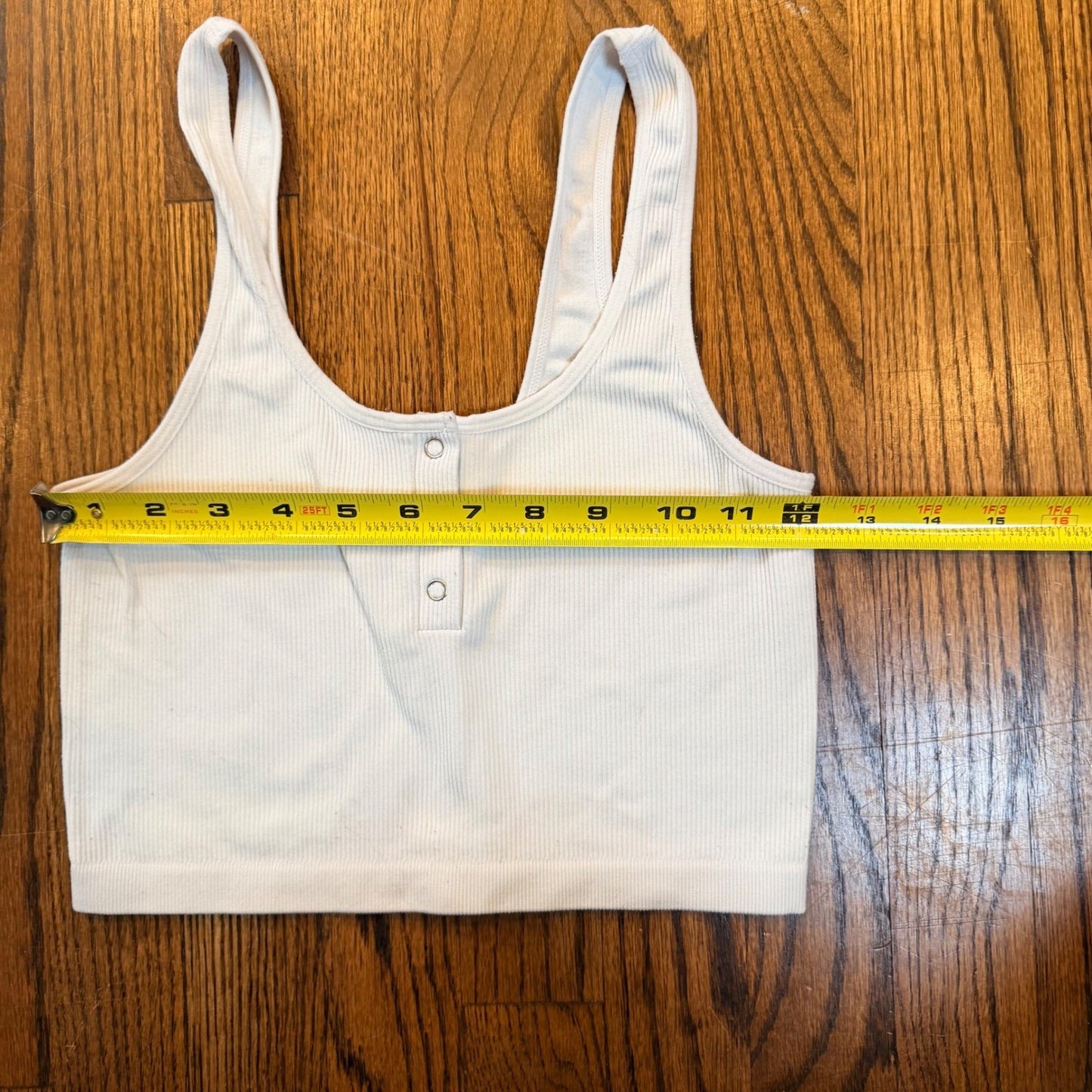 Bozzolo Ribbed Henley Crop Tank Top Seamless Stretch S/M Cream Off White
