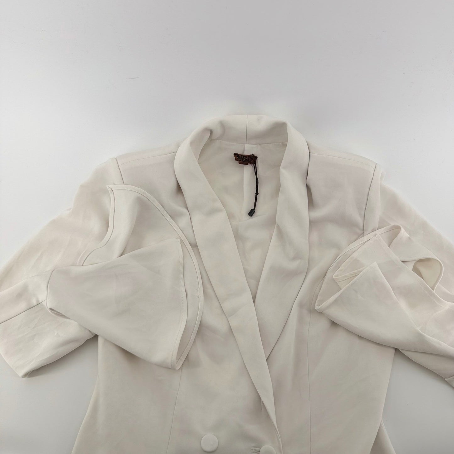 NBD Bell Sleeve Blazer Dress White Shawl Lapel Tailored Mini Size S White