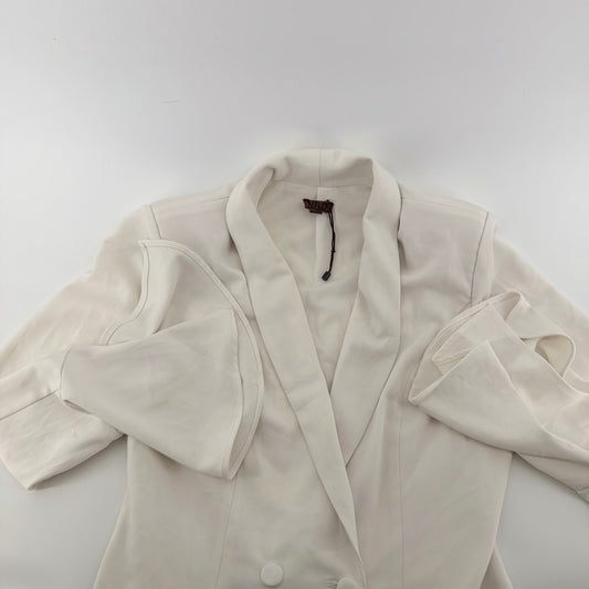 NBD Bell Sleeve Blazer Dress White Shawl Lapel Tailored Mini Size S White