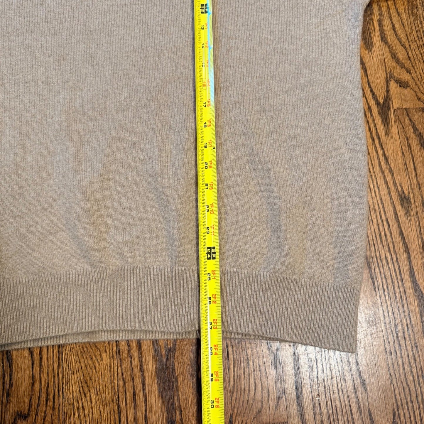 Lands' End 100% Cashmere V-Neck Sweater Soft Knit XL Tan Beige Soft Warm