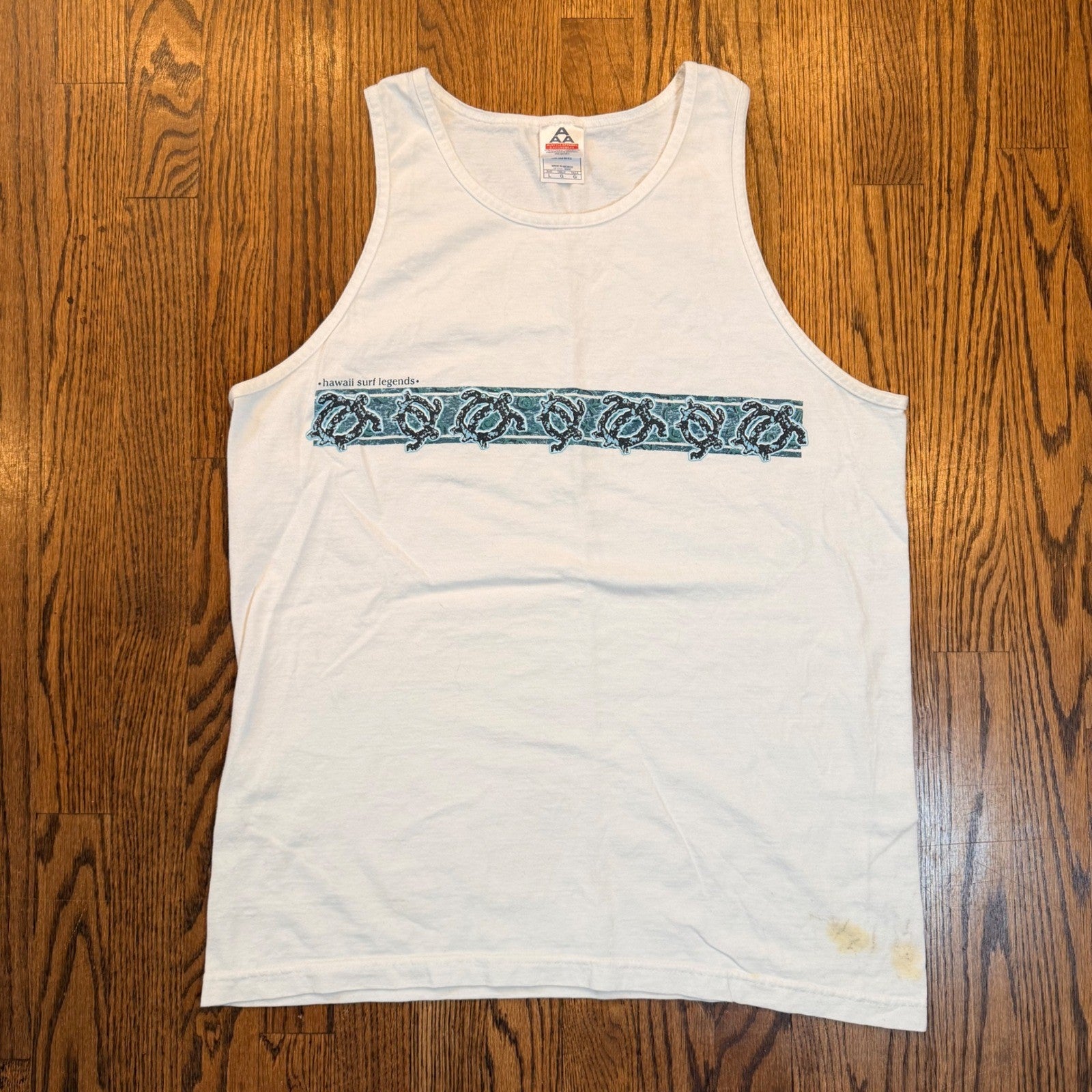 Alstyle Hawaii Surf Legends Tank Top Sea Turtle Graphic Size L White