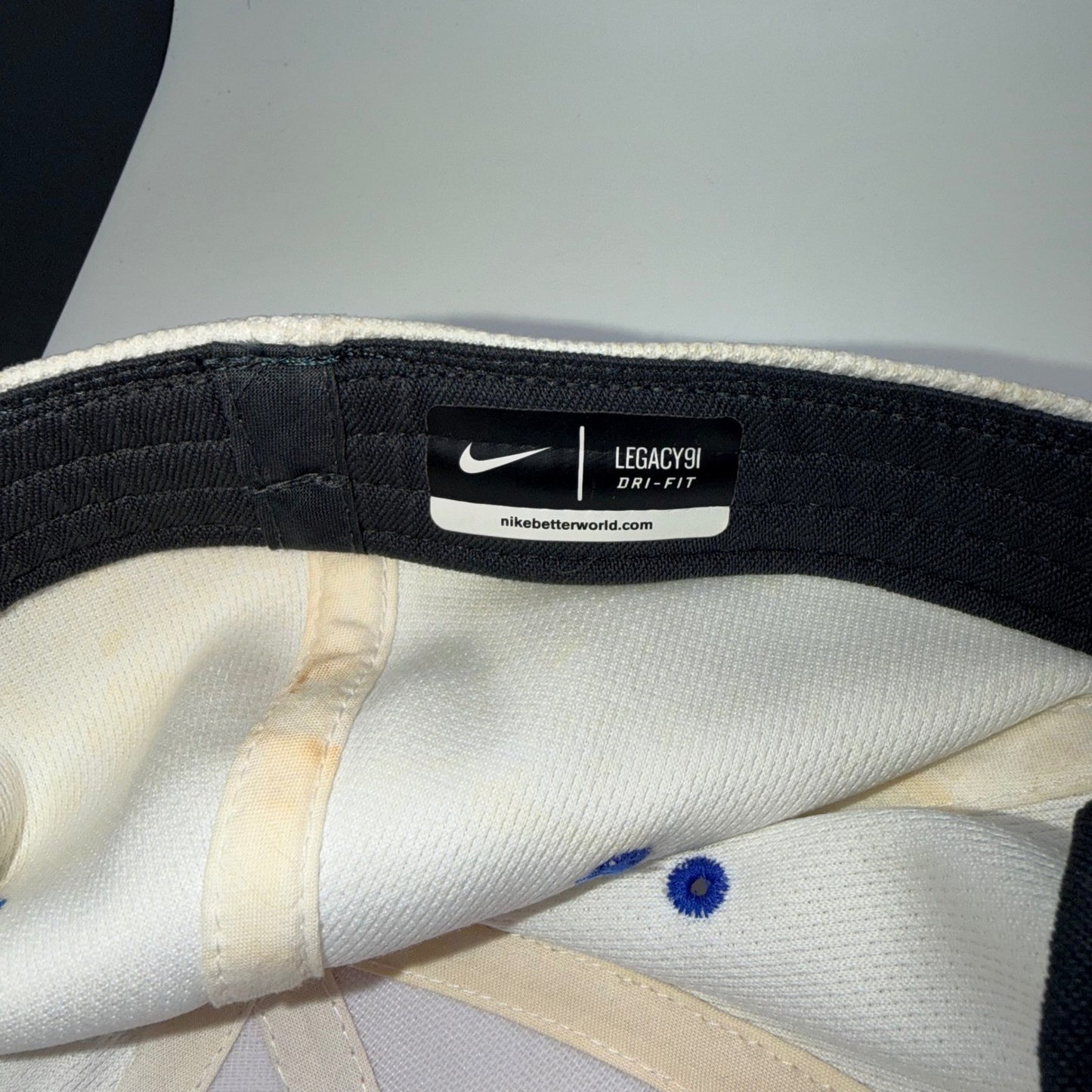 Nike Duke Blue Devils Legacy91 Dri-FIT Hat Fitted Mesh Cap White Blue OSFM