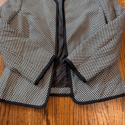 Anne Klein Suit Separates Blazer Open Front Dot Print Size 8 Black White