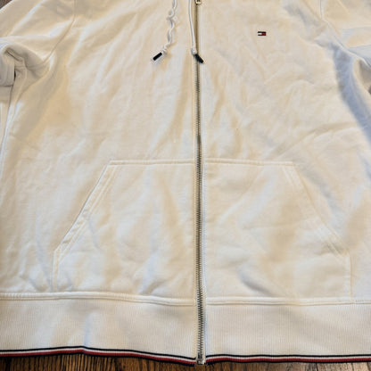 Tommy Hilfiger Women's Large White Full Zip Fleece Hoodie Y2K preppy yacht
