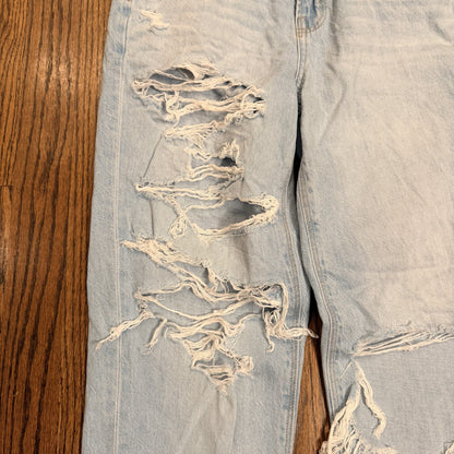 American Eagle Mom Jeans Size 0 Ripped Distressed Light Wash Denim Y2K