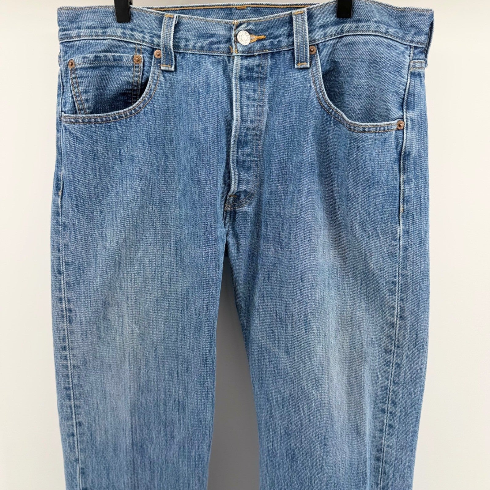 Levi's 501 Original Fit Straight Leg Jeans Button Fly 34x29 Medium Wash Blue