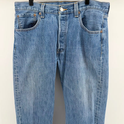 Levi's 501 Original Fit Straight Leg Jeans Button Fly 34x29 Medium Wash Blue
