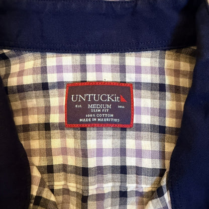 UNTUCKit Cecio Slim Fit Plaid Button Down Shirt Medium Purple Navy