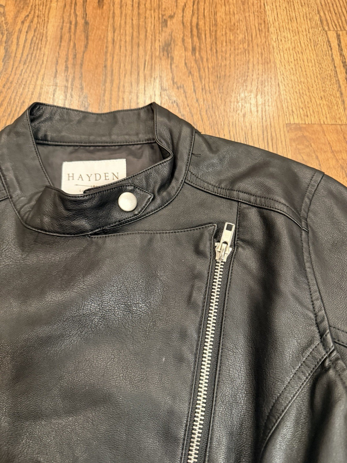 Hayden Los Angeles Womans Full Zip Jacket Black Solid Small Cotton Blend