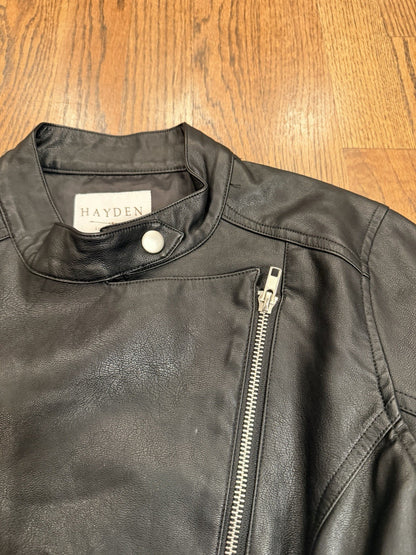 Hayden Los Angeles Womans Full Zip Jacket Black Solid Small Cotton Blend