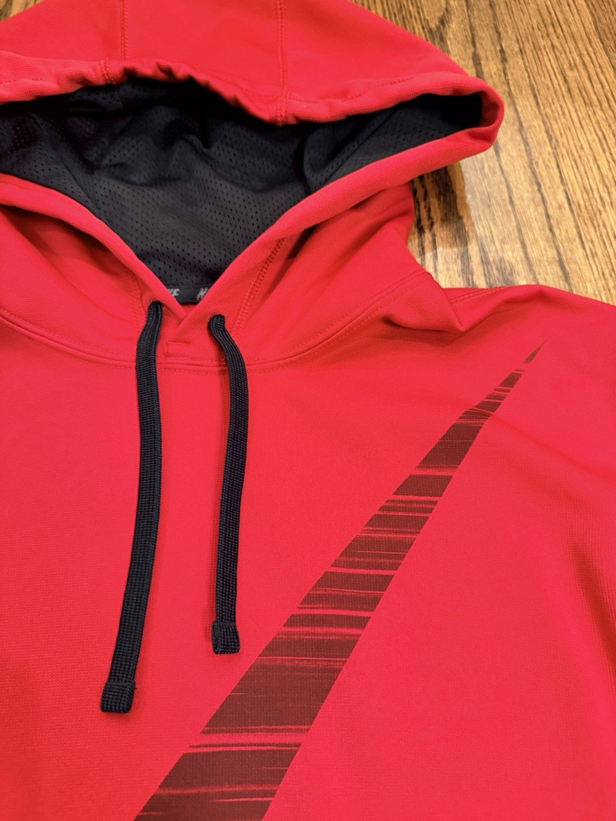 Nike Therma Fit Pullover Hoodie Mens L  Red Black Big Swoosh