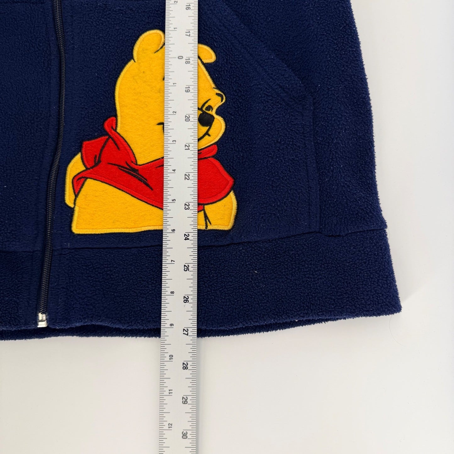 Disney Winnie the Pooh Fleece Zip Up Hoodie Embroidered Navy Blue M