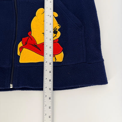 Disney Winnie the Pooh Fleece Zip Up Hoodie Embroidered Navy Blue M