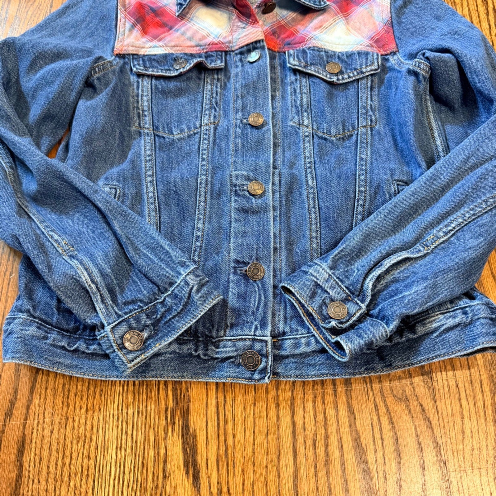 Gap x Pendleton Denim Trucker Jacket Plaid Wool Yoke S Blue Colab Western Spring