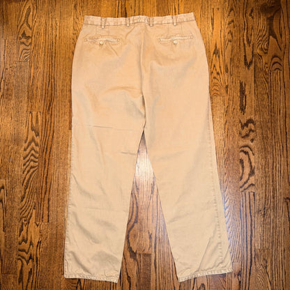 Peter Millar Pima Cotton Chino Pants Flat Front 36 Khaki Tan Preppy Casual