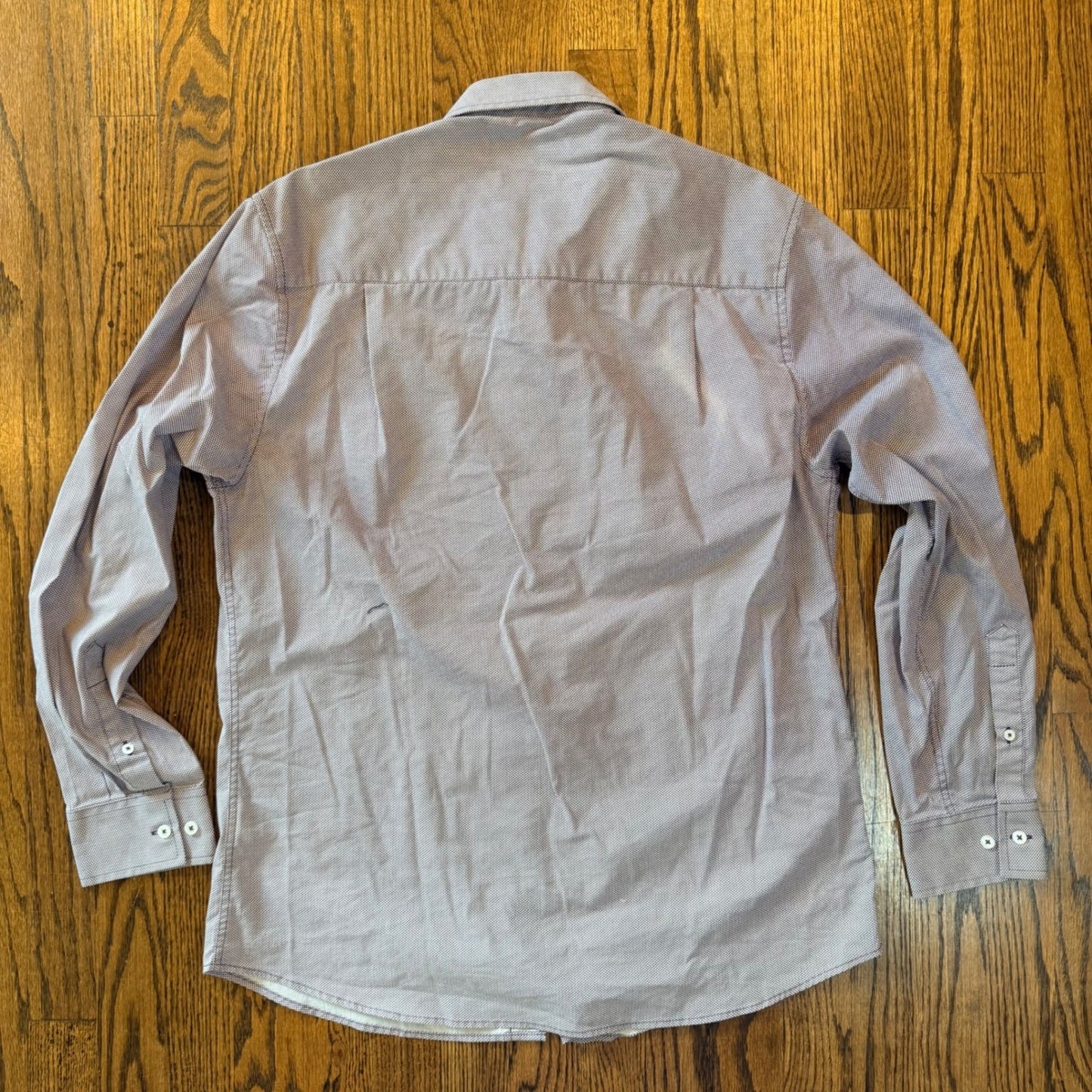 Nick Graham Modern Fit Dress Shirt Purple Micro Dot Stretch Size L 16-16.5 34/35