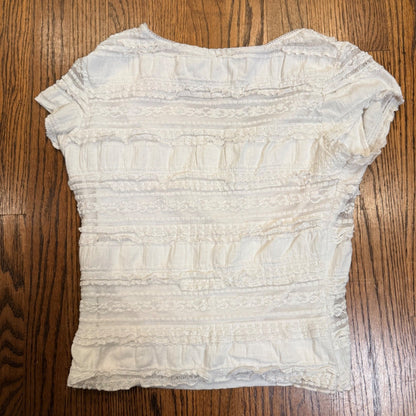 Good Days Project White Lace Tiered V-Neck Cap Sleeve Top Size XL