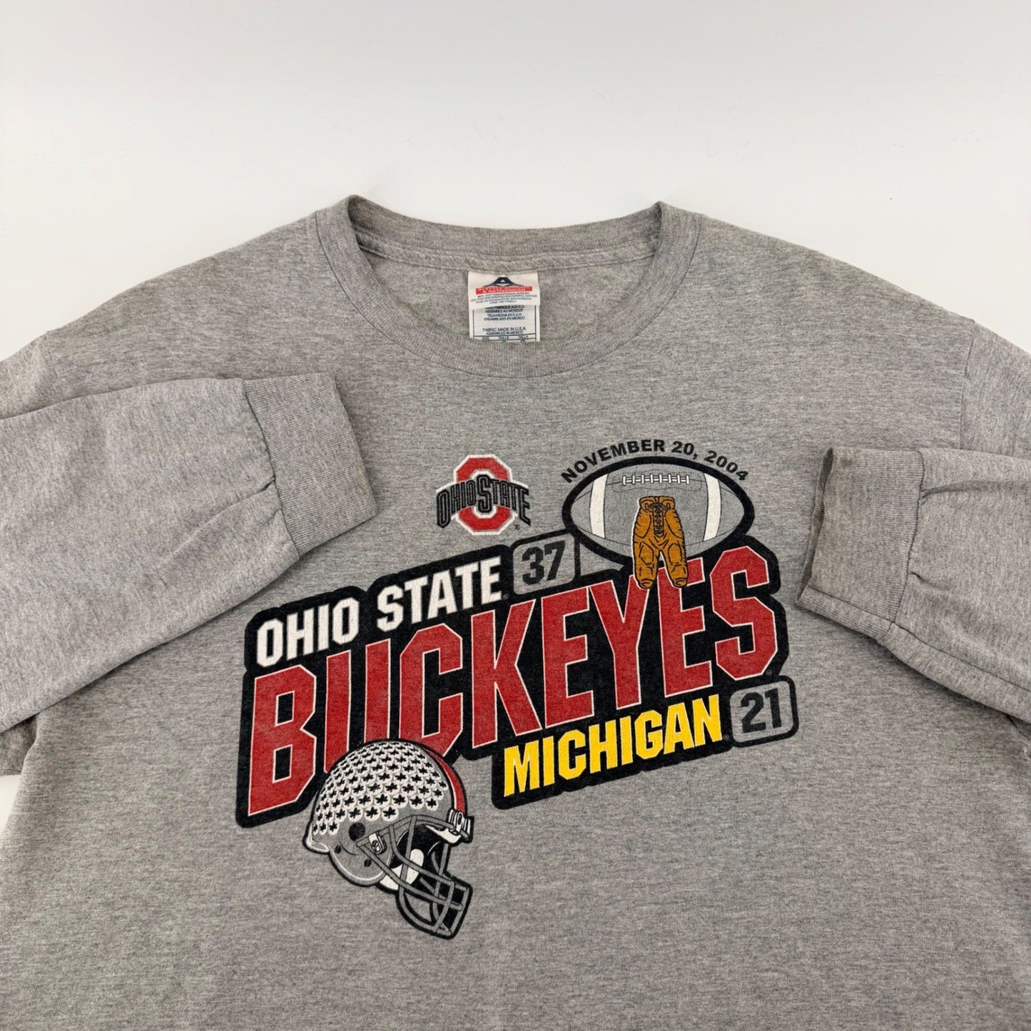 Alstyle Ohio State Buckeyes 2004 Michigan Victory Long Sleeve Shirt L Gray