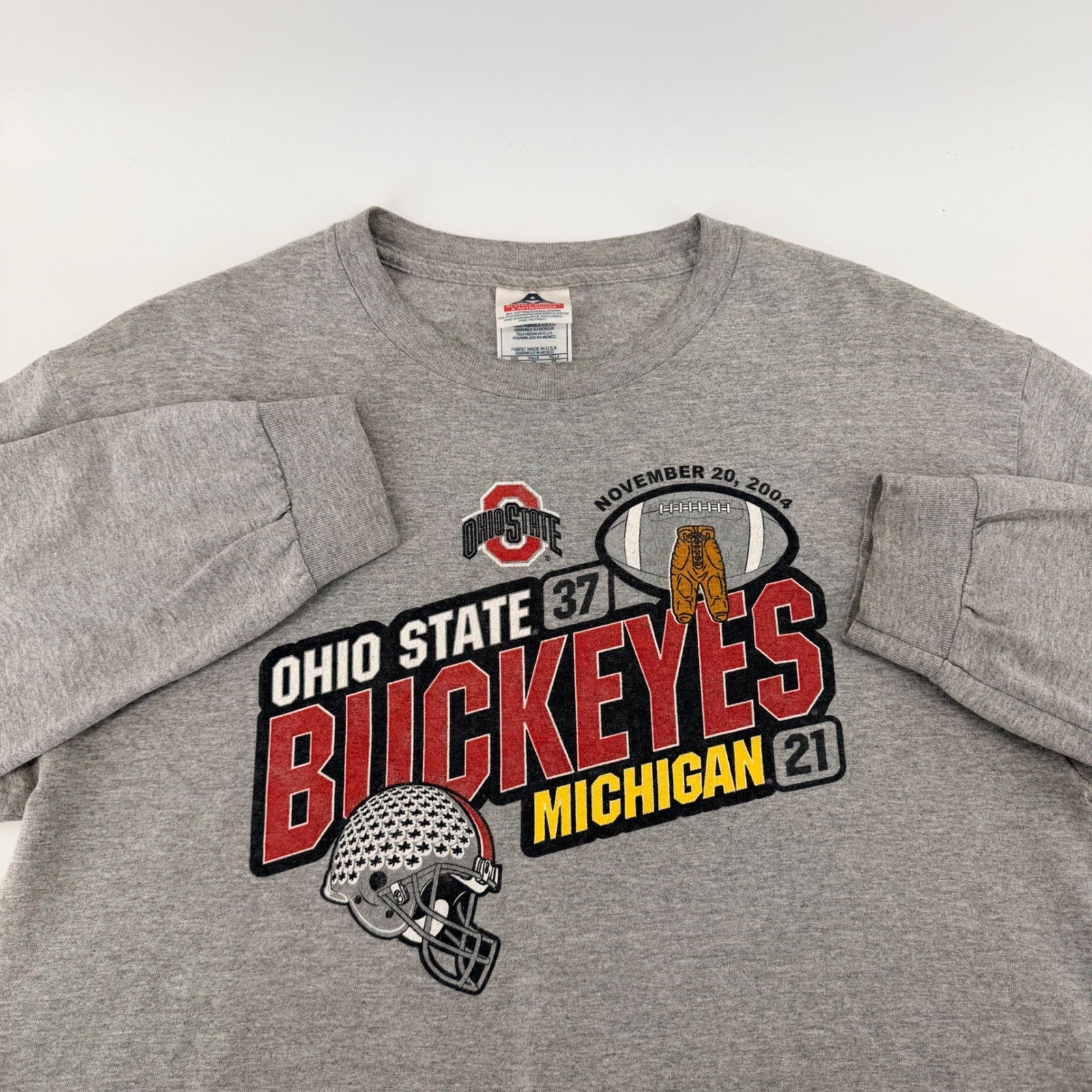 Alstyle Ohio State Buckeyes 2004 Michigan Victory Long Sleeve Shirt L Gray