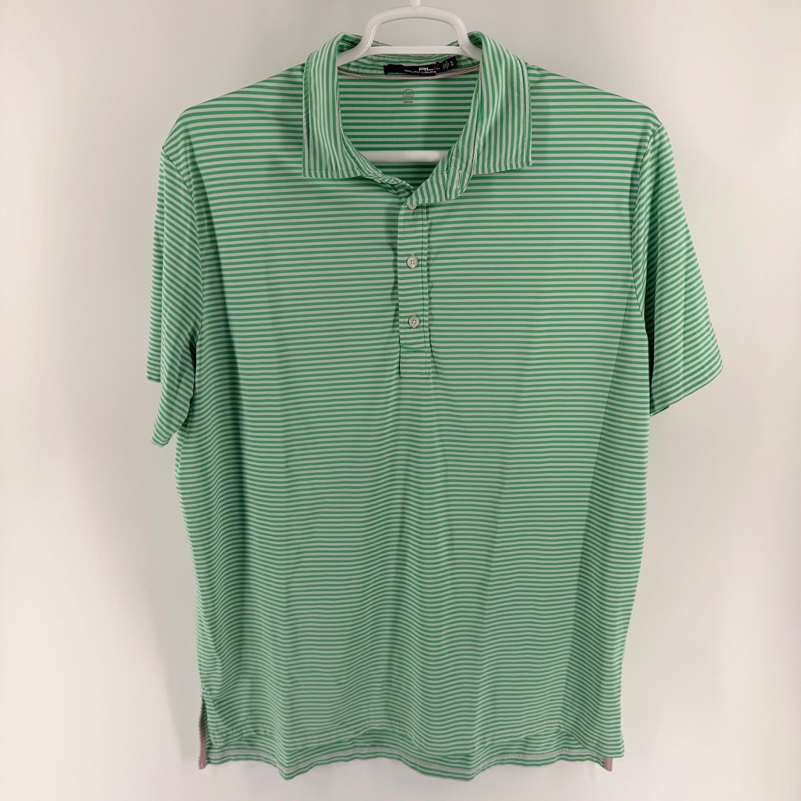 RLX Ralph Lauren Performance Polo Shirt Striped Golf Athletic XL Green White
