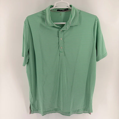 RLX Ralph Lauren Performance Polo Shirt Striped Golf Athletic XL Green White
