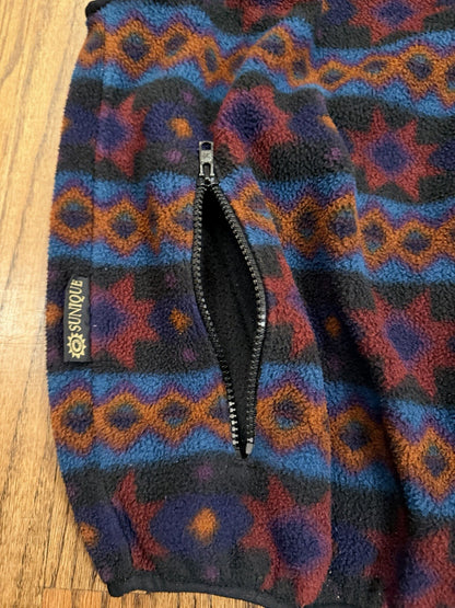 Vintage 90s Sunique Fleece Vest XL Aztec Southwestern Pattern Zip Front