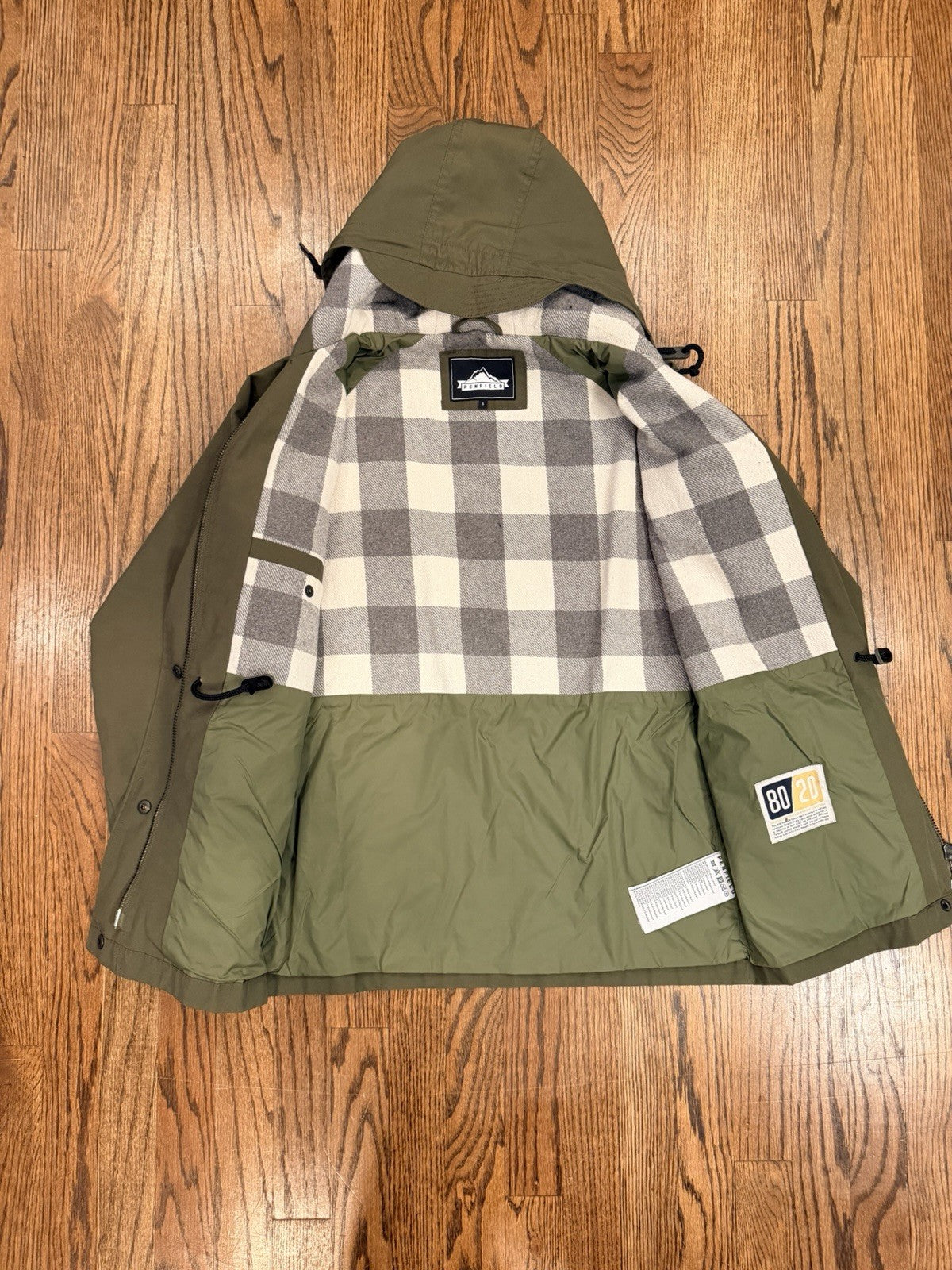 Penfield Kasson 80/20 Women's S Down Jacket Hooded in Green Fleece Lined