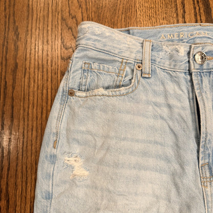 American Eagle Mom Jeans Size 0 Ripped Distressed Light Wash Denim Y2K