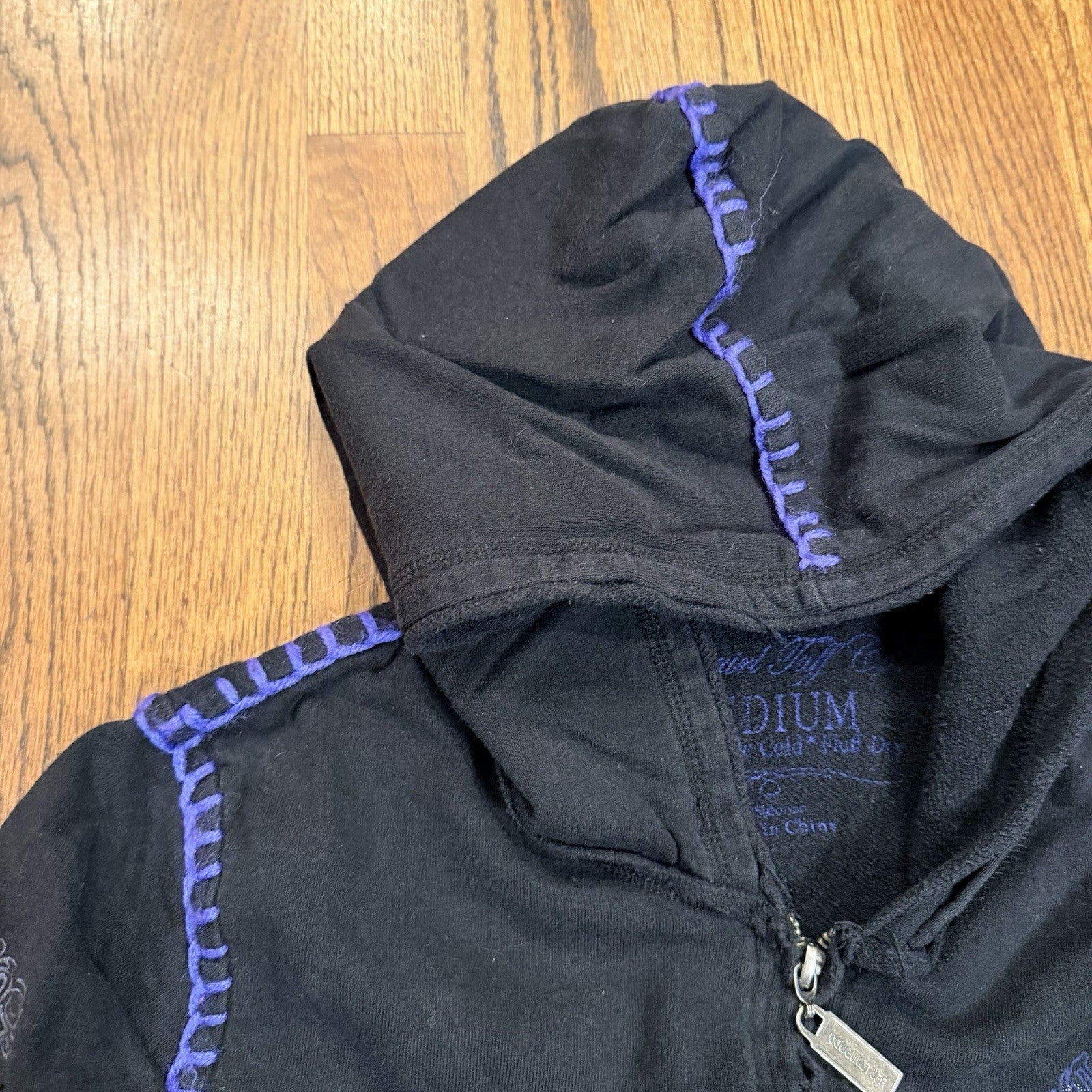 Cowgirl Tuff Victory Full Zip Up Hoodie Jacket Black Size Medium Western 2000s
