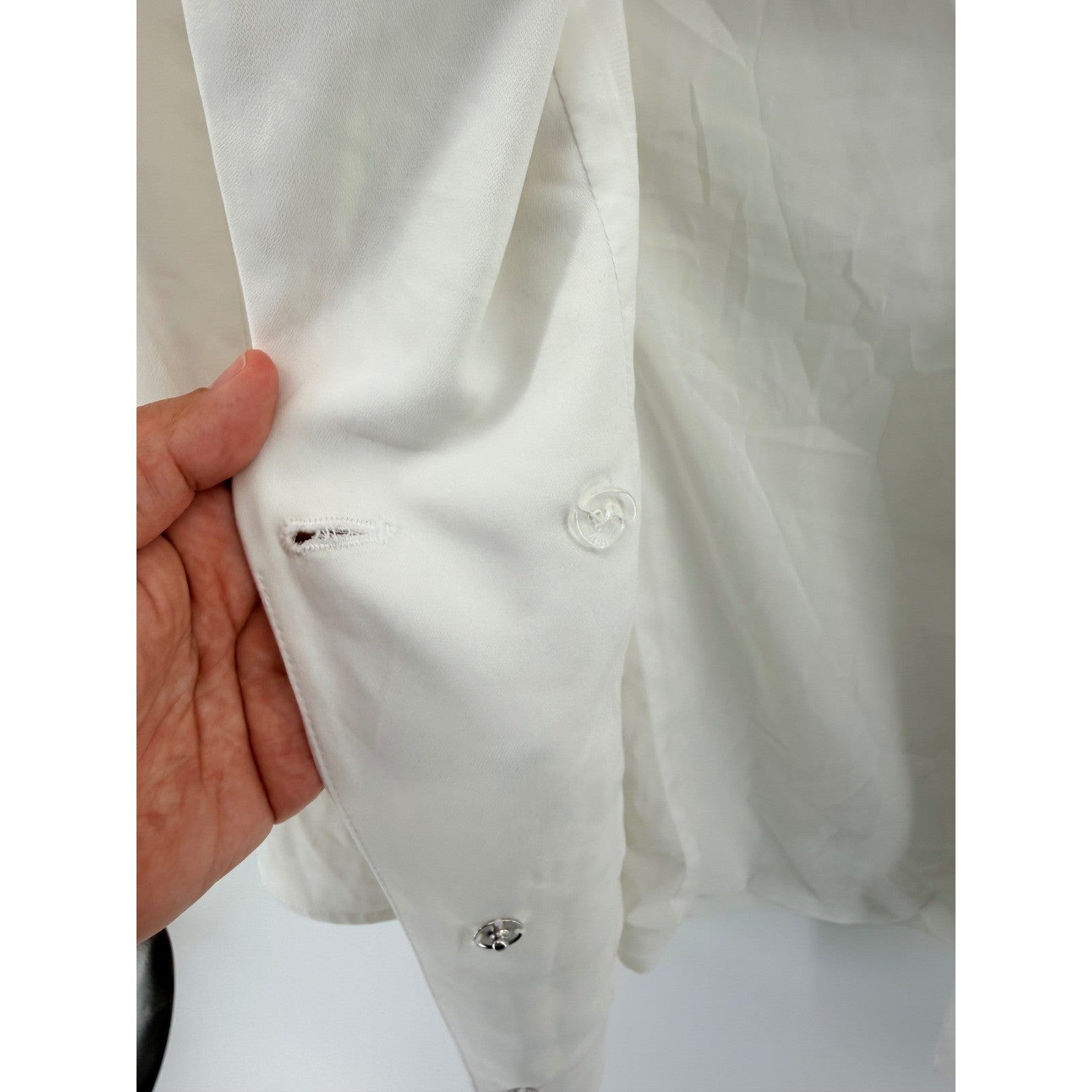 NBD Bell Sleeve Blazer Dress White Shawl Lapel Tailored Mini Size S White
