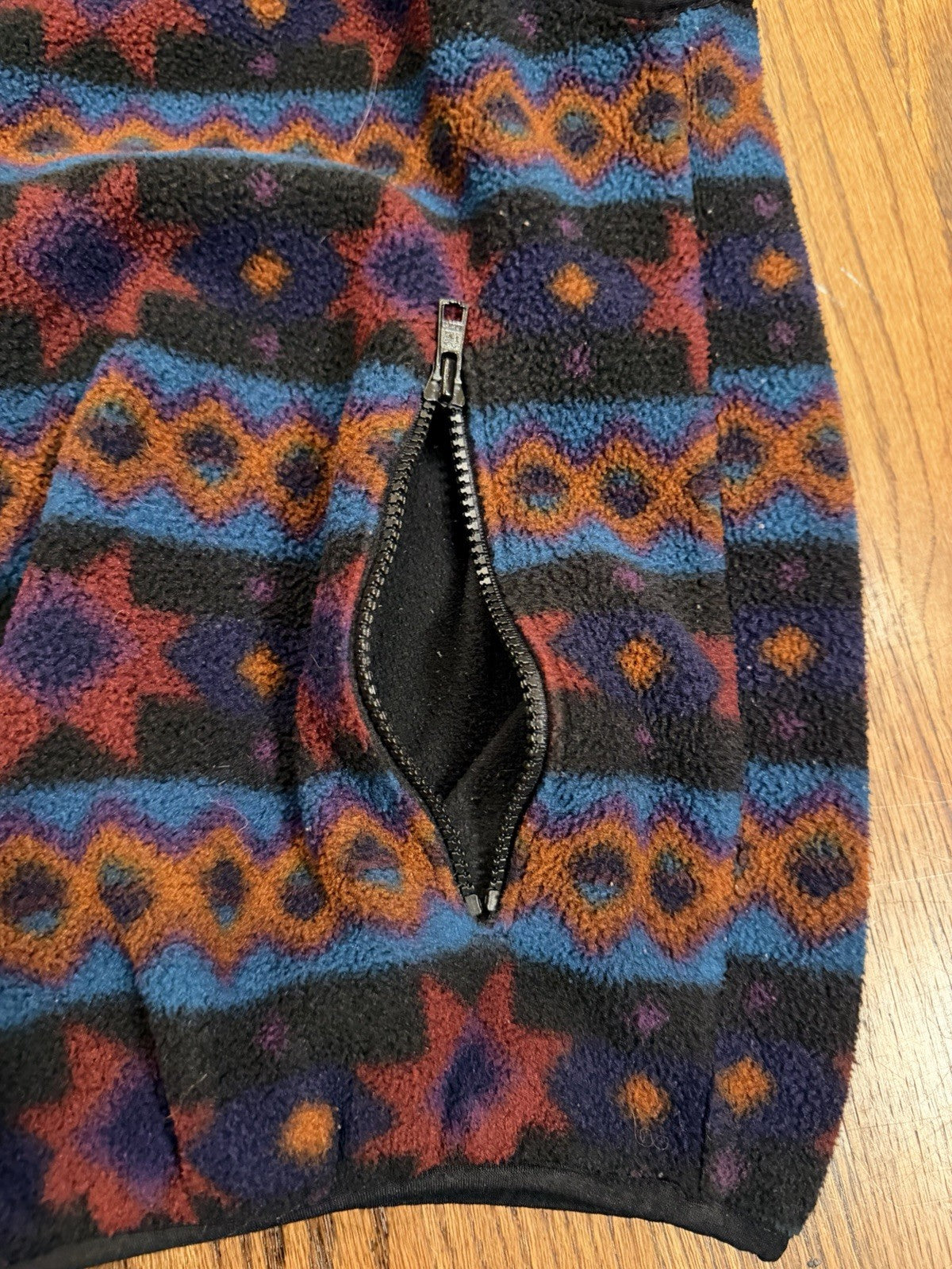 Vintage 90s Sunique Fleece Vest XL Aztec Southwestern Pattern Zip Front