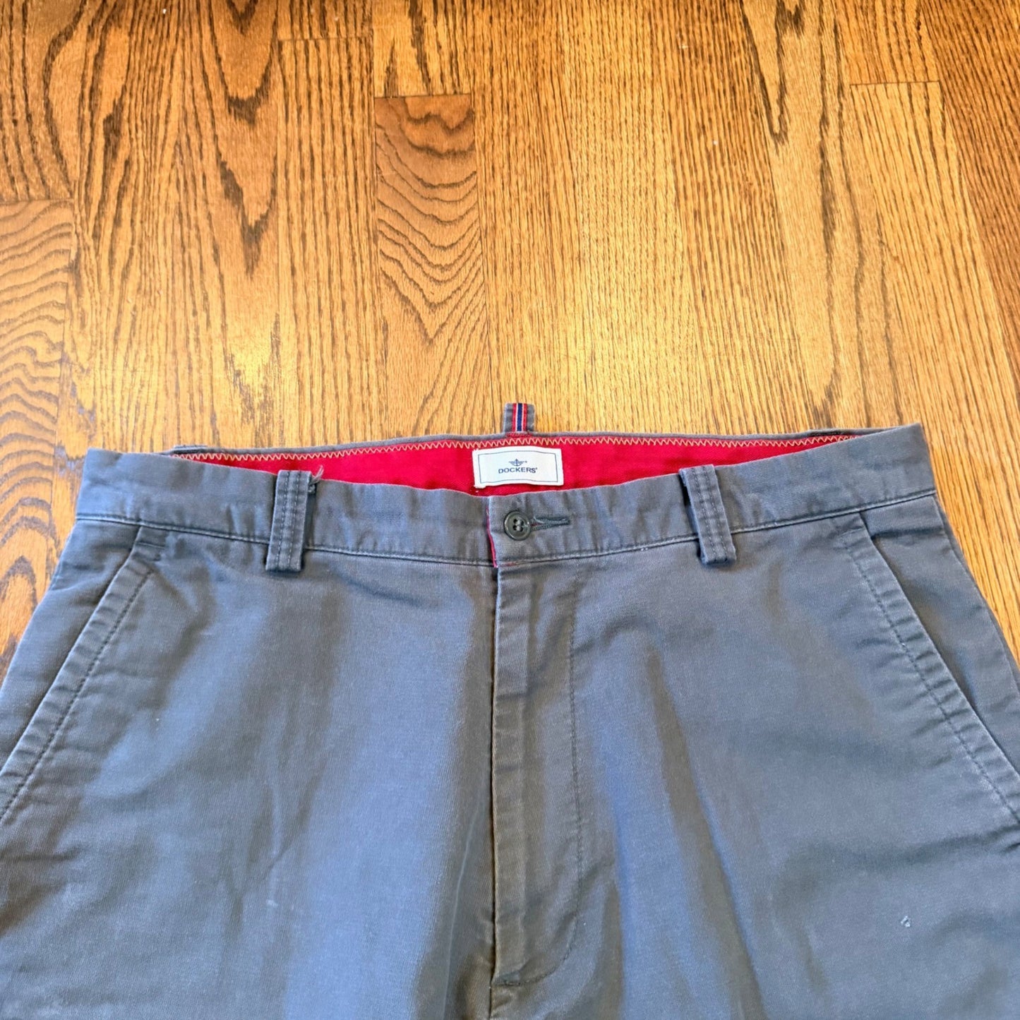 Vintage Dockers Relaxed Fit Chino Pants Side Zipper Pocket 34x30 Green